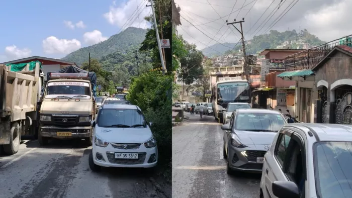 मंडी कटौला वैकल्पिक मार्ग रात से फंसे वाहन।