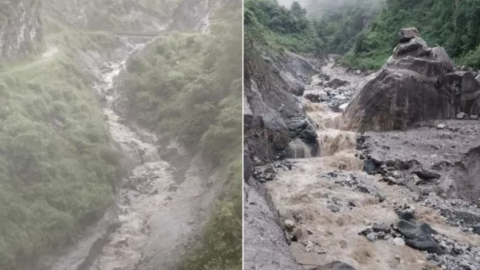 जिला शिमला के रामपुर में बादल फटने से आई बाढ़ के बाद के हालात।