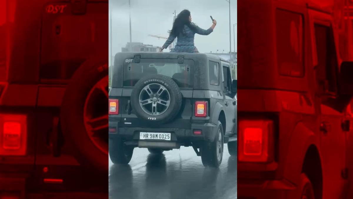 ncr delhi gurugram expressway womans thar stunt video goes viral