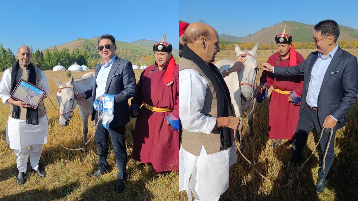 india mongolia relations mongolian president gives special gift to defense minister rajnath singh india tells mongolia a special friend