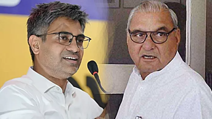 आप के राष्ट्रीय सचिव (संगठन) संदीप पाठक और भूपेंद्र हुड्डा (जागरण फोटो)
