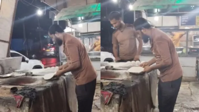 रोटी पर थूकने का वीडियो हो रहा वायरल।