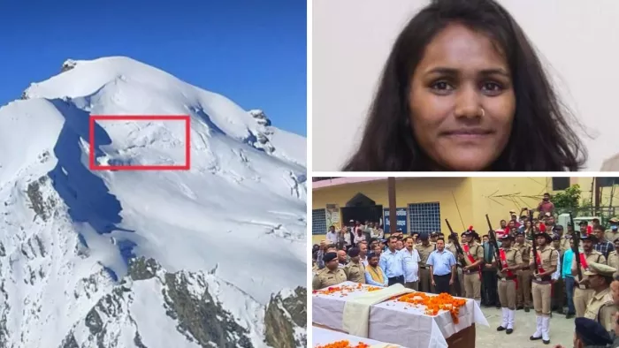 दिवंगत एवरेस्टर सविता कंसवाल के शव का भागीरथी नदी के किनारे नम आंखों के साथ अंतिम संस्कार किया गया।