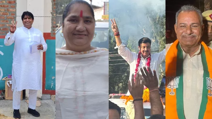 गुरुग्राम में जीत से उत्साहित भाजपा प्रत्याशी। फोटो- जागरण