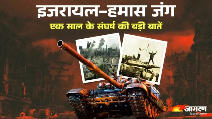 Israel Hamas War: इजरायल हमास युद्ध के एक साल पूरे।(फोटो सोर्स: जागरण)