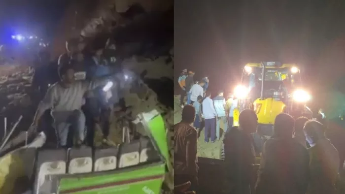 बिलासपुर में बस पर पहाड़ से गिरा मलबा, 15 की मौत। फोटो जागरण