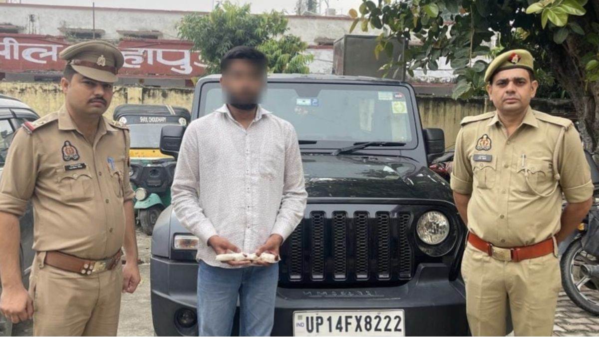 hapur city news man arrested for waving gun from thar car while stunting