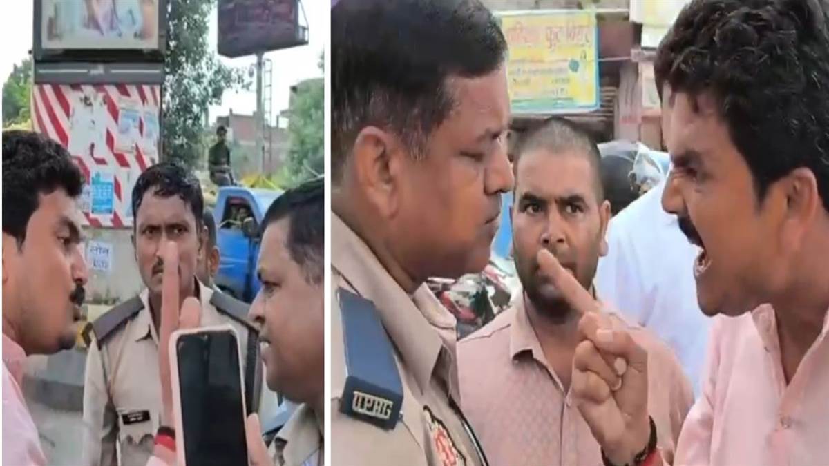 kanpur video viral bjp leader abuses home guard at kalyanpur chauraha red light fir filed