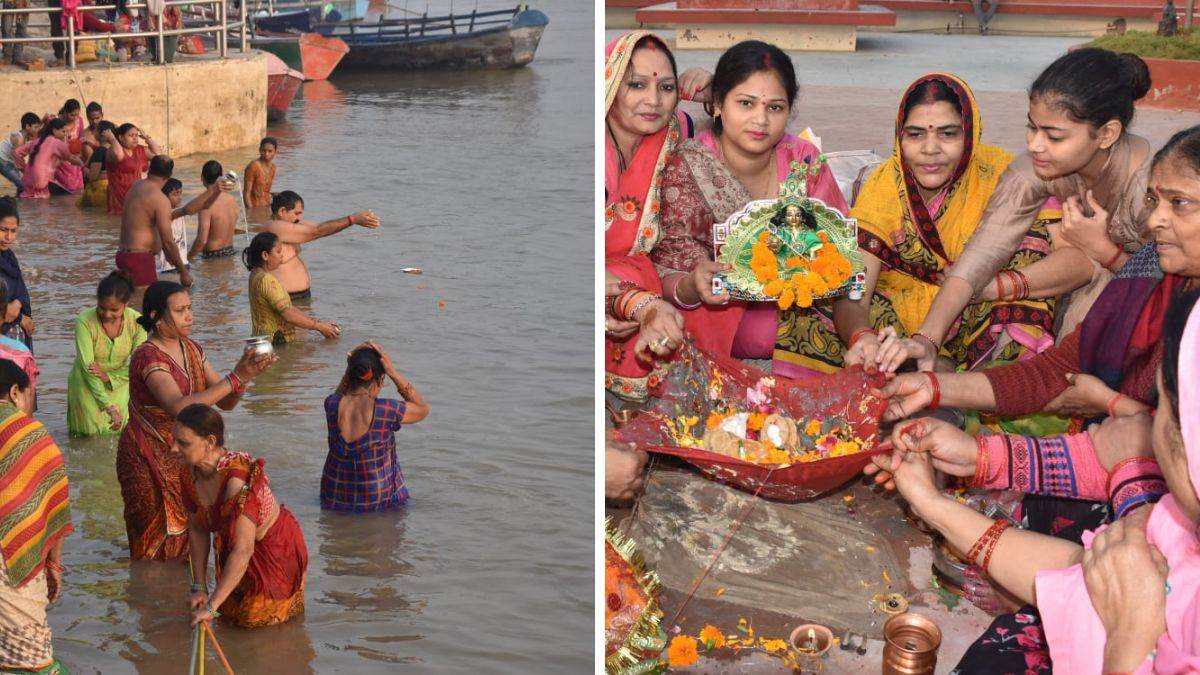 Kartik Purnima 2022 गंगा किनारे भोर पहर घाटों पर जुटी भक्तों की भीड़