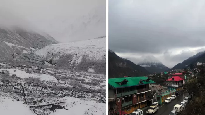 हिमाचल प्रदेश के जनजातीय क्षेत्रों में चुनाव से पहले बर्फबारी हो रही है।