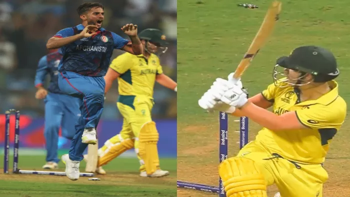 AUS vs AFG: उमरजई ने डेविड वॉर्नर को क्लीन बोल्ड करते हुए पवेलियन की राह दिखाई।