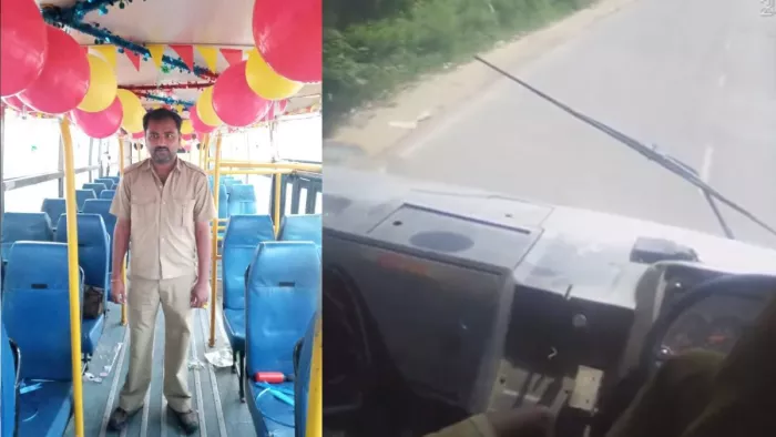 बेंगलुरु बस ड्राइवर को अचानक हार्ट अटैक आया।(फोटो सोर्स: सोशल मीडिया)