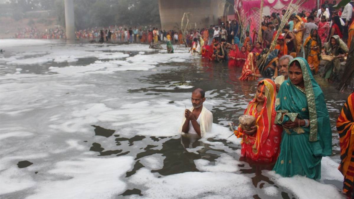 ncr yamuna river in distress a silent witness to chhath festivities