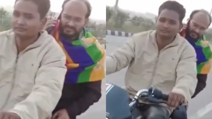हीरो स्प्लेंडर बाइक पर सवार होकर भोपाल रवाना हुए कमलेश्वर डोडियार (फोटो एक्स)