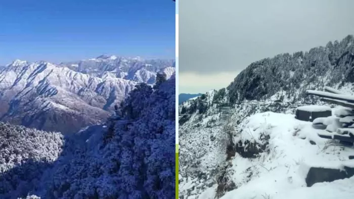 दिन में चटख धूप और बढ़ा तापमान, चोटियों पर पड़ रहे बर्फ के फाहे