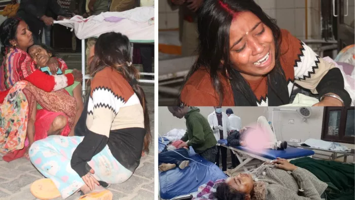गोरखपुर में सड़क हादसे के बाद रोते बिलखते लोग - जागरण