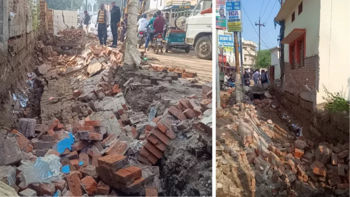 दीवार गिरने से गोरखपुर में मचा हड़कंप- जागरण
