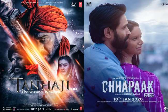 Image result for chhapaak vs tanaji film