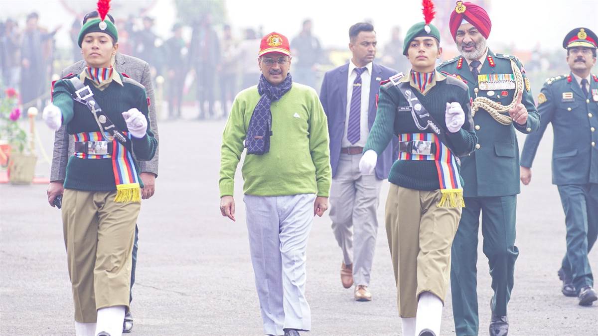 ncr delhi cm arvind kejriwal visit at ncc republic day camp underway cariappa parade ground