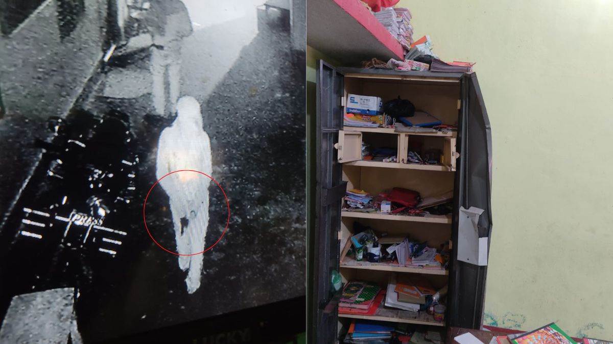 criminals waving pistol in school broke three locks and stolen three lakhs from school
