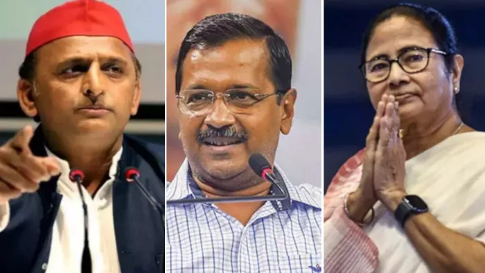 अखिलेश यादव, अरविंद केजरीवाल और ममता बनर्जी। ( फाइल फोटो )