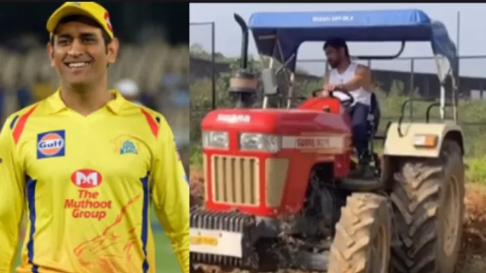 MS Dhoni Drives Tractor in Farm Viral Video