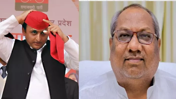 UP Politics: सपा अध्यक्ष और संजय निषाद की फोटो।