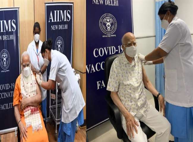 पीएम मोदी एवं भाजपा के वरिष्ठ नेता व पूर्व उपप्रधानमंत्री लालकृष्ण आडवाणी ने टीके की दूसरी डोज ली।