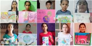 पोस्टर बनाकर दिया पर्यावरण सुरक्षा का संदेश