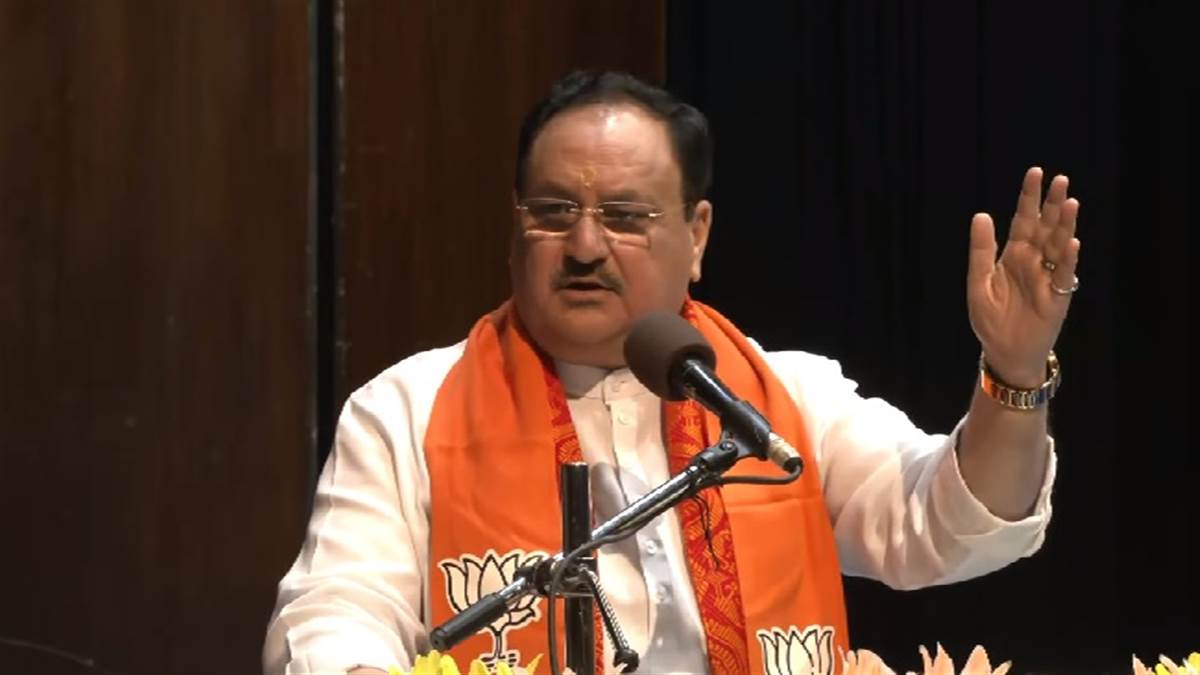 भाजपा कार्यसमिति की बैठक को संबोधित करते हुए भाजपा अध्यक्ष जेपी नड्डा।