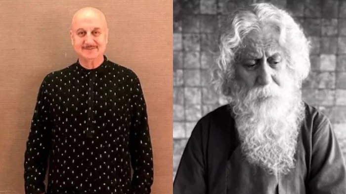File Photo of Anupam Kher (Left) and Anupam Kher as Rabindranath Tagore (Right)
