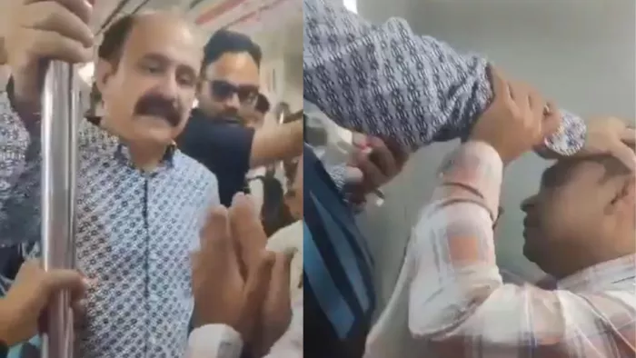 मेट्रो में पर्स चोरी करते पकड़े जाने पर पॉकेटमार की पिटाई हुई। (फोटो- सोशल मीडिया)
