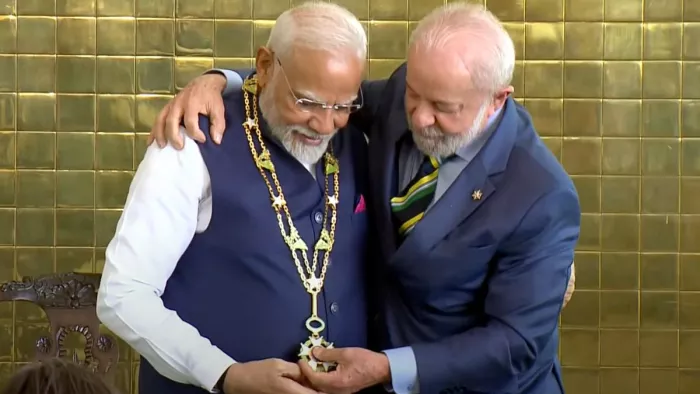 ब्राजील में पीएम मोदी को सर्वोच्च सम्मान। (फोटो- पीटीआई)