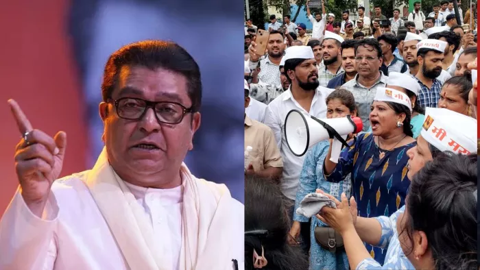 हिंदी-मराठी विवाद के बीच मनसे ने निकाली रैली।(फोटो सोर्स: पीटीआई)