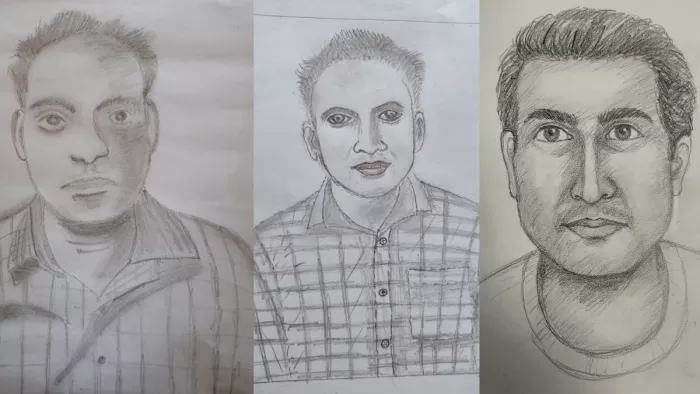 पुलिस द्वारा जारी किए तीन संदिग्धों के स्केच (फोटो- यूपी पुलिस)