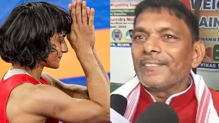 विनेश फोगाट और बिहार के खेल मंत्री सुरेंद्र मेहता (जागरण)