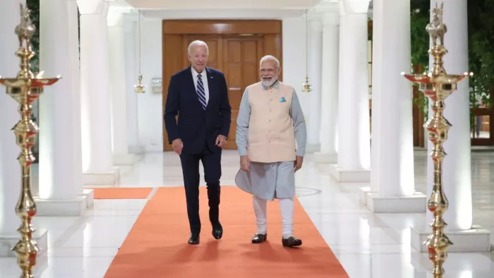 अमेरिकी राष्ट्रपति बाइडन (बाएं) और प्रधानमंत्री नरेन्द्र मोदी (बाएं) (फोटो: एएनआई)