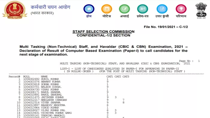 एसएससी एमटीएस रिजल्ट 2022 पेपर 1 देखने के लिए लिंक आधिकारिक वेबसाइट, ssc.nic.in पर एक्टिव है।