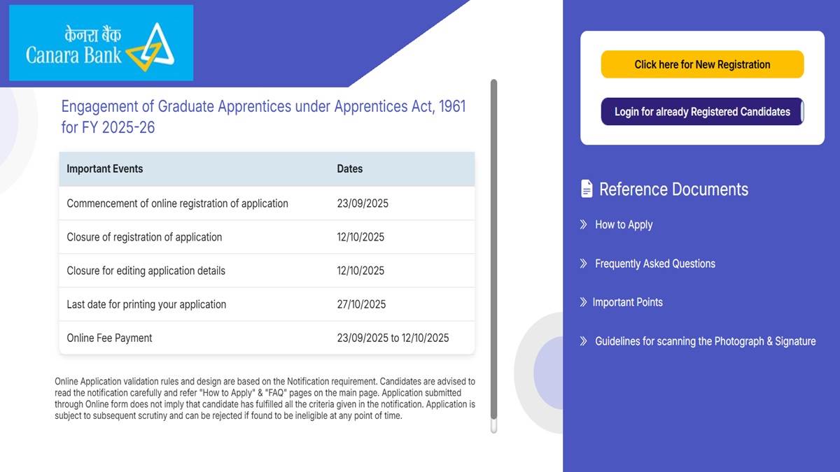 canara bank recruitment 2025 apprenticeship last date near candidate apply soon