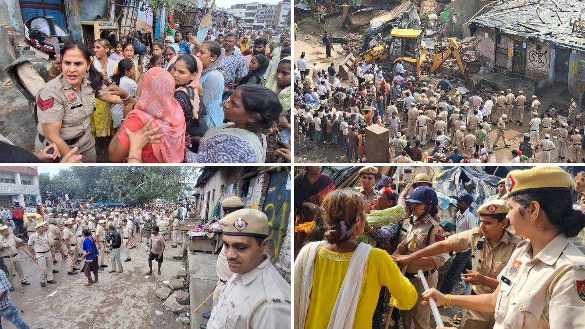 ncr gurugram illegal slums demolished in sector 12 amidst clashes