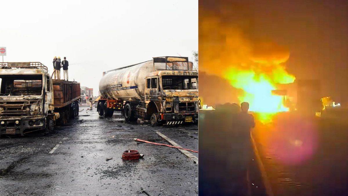lpg cylinder truck explosion major accident on jaipur ajmer highway