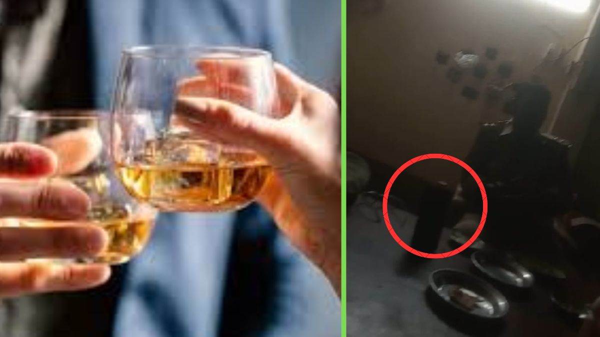 kanpur news policeman suspended after viral drinking video
