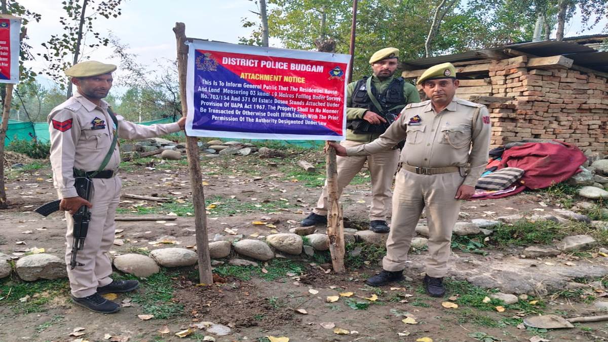 srinagar news jammu kashmir police seizes terrorists property in budgam