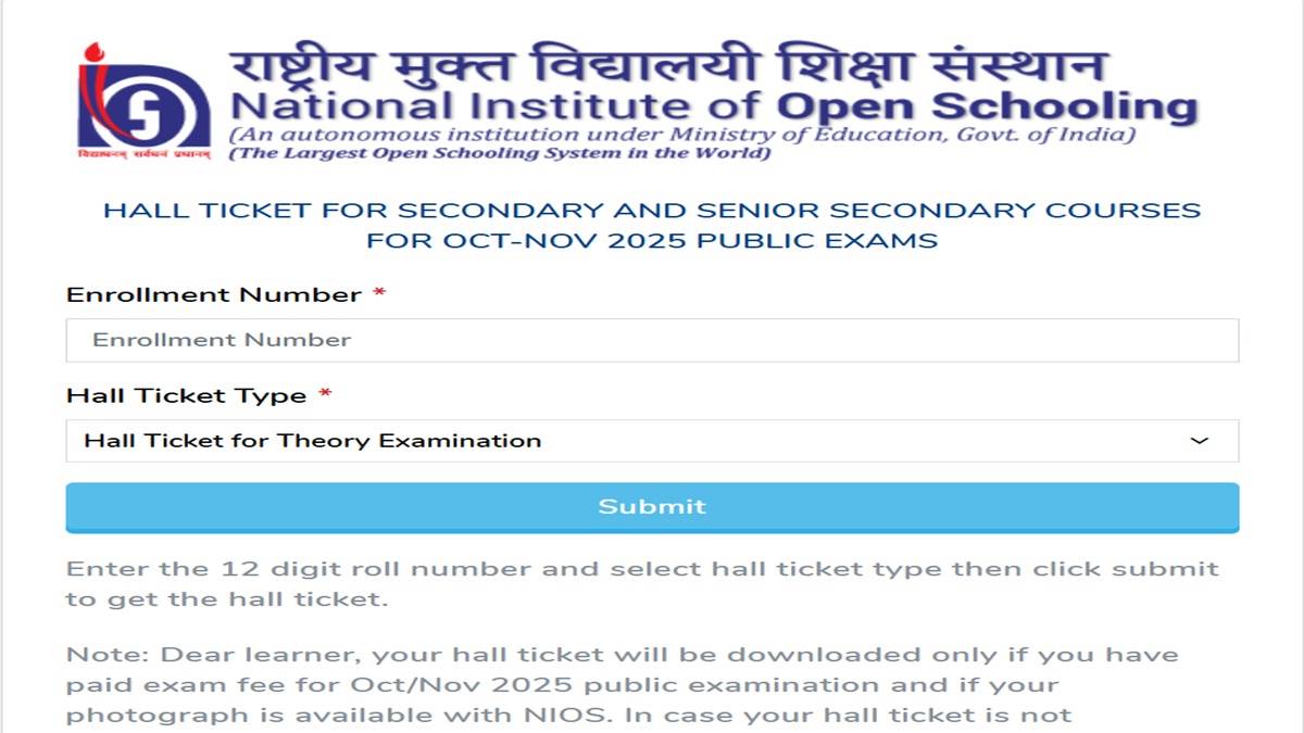 nios admit card 2025 released for 10th and 12th class exam will be start on this day