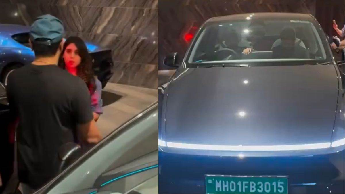rohit sharma car drives tesla electric car hugged wife ritika check its whopping price and number plate link