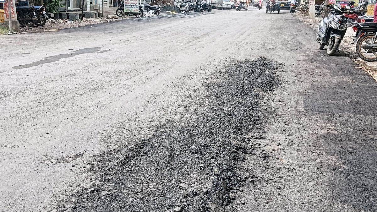 ncr sonipat news newly laid road layer peels off construction under scrutiny