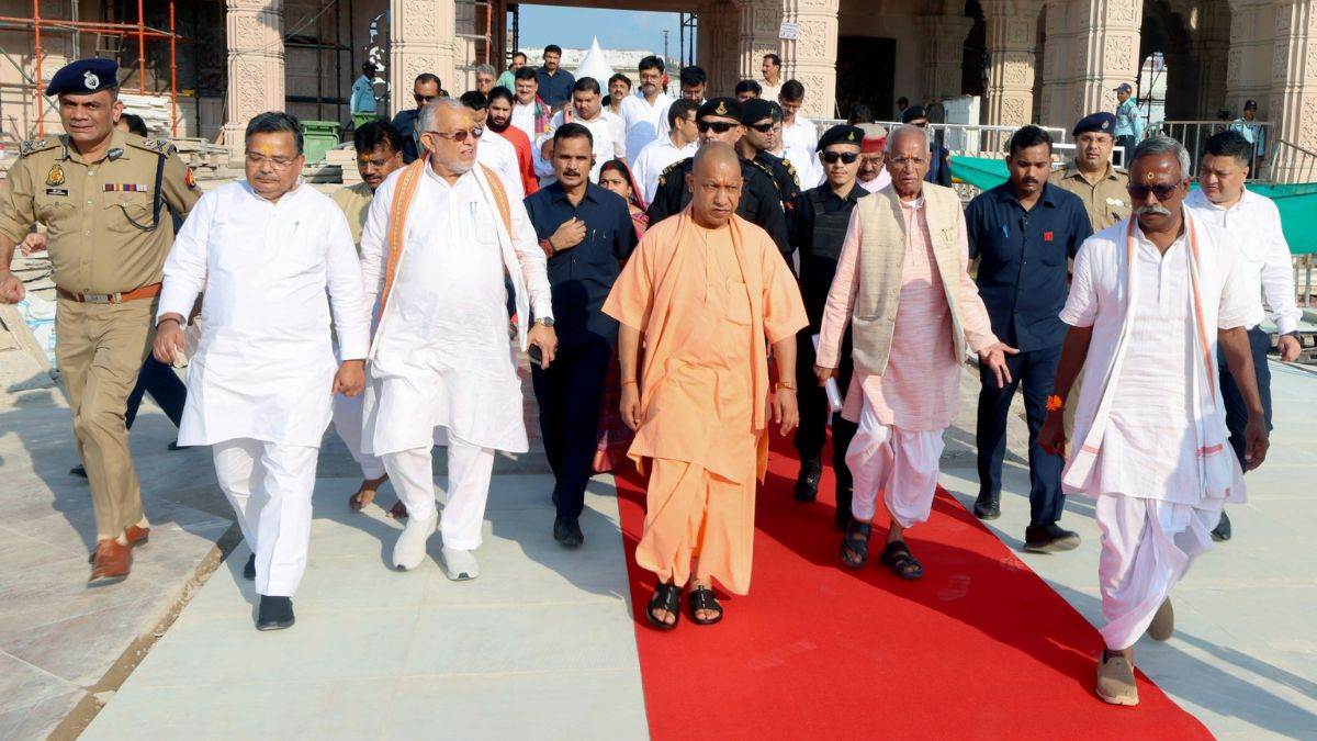 yogi adityanath visits ayodhya reviews ram temple construction