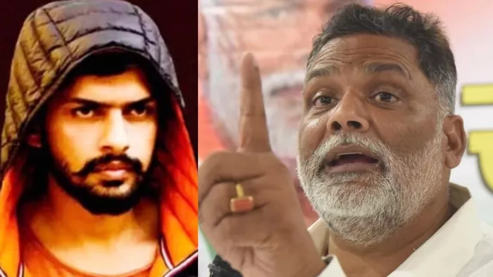 गैंगस्टर लॉरेंस बिश्नोई और पूर्णिया सांसद पप्पू यादव। फाइल फोटो