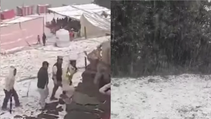 सिरमौर की सबसे ऊंची चोटी चूड़धार सहित नौहराधार, हरिपुरधार में सीजन की पहली बर्फबारी।