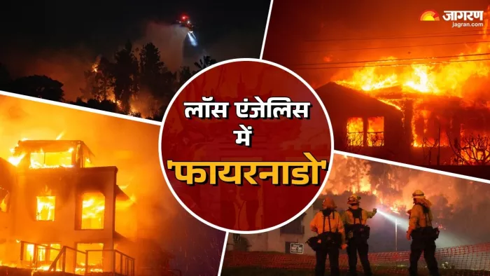 कैलिफोर्निया के लॉस एंजेलिस के कई जंगलों में आग लगा गई है।(फोटो सोर्स: जागरण)